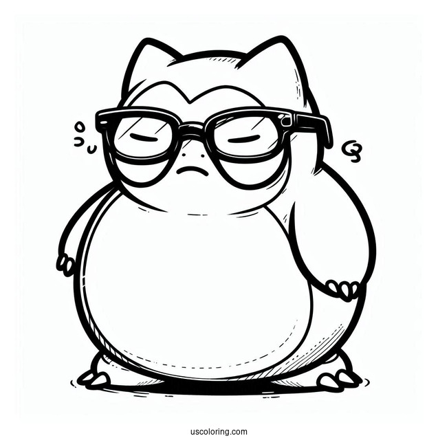 Snorlax Coloring Page Wearing Eyeglasses