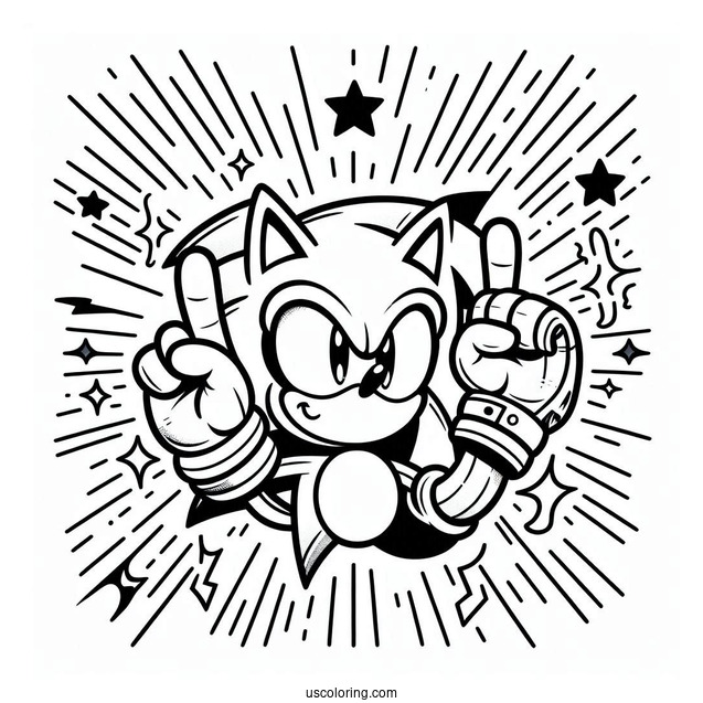 Super Sonic Coloring Page Power Up With Special Gloves