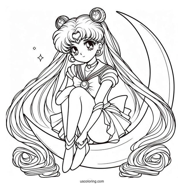 Sailor Moon Sitting On Crescent Moon