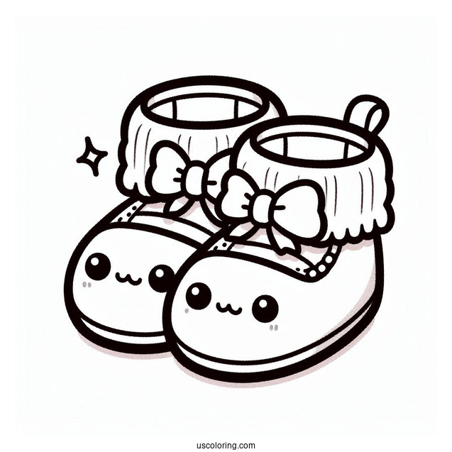 Kawaii Baby Shoes Coloring In