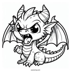 Angry Cartoon Dragon Coloring Page