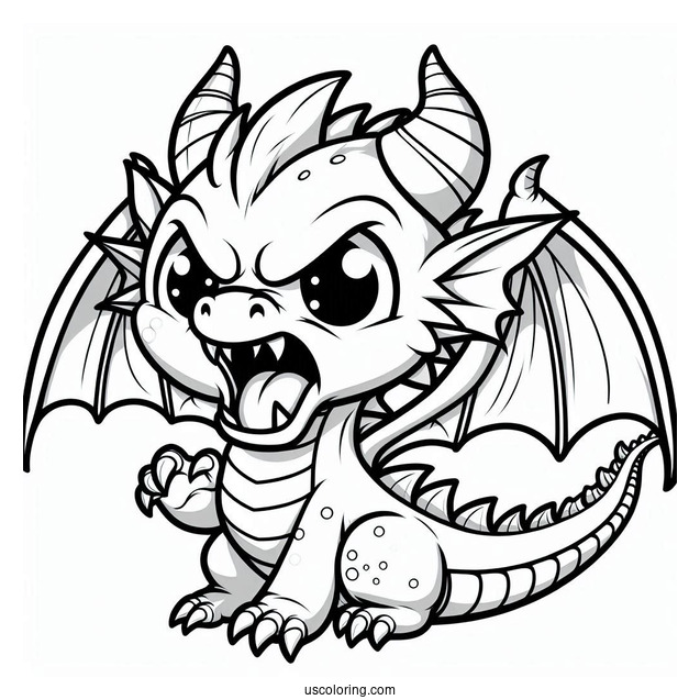 Angry Cartoon Dragon Coloring Page