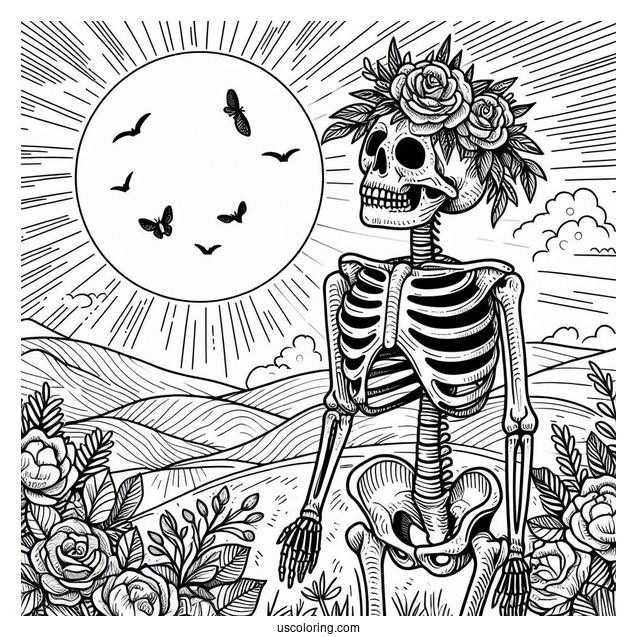 Detailed Skeleton Coloring Page In Nature