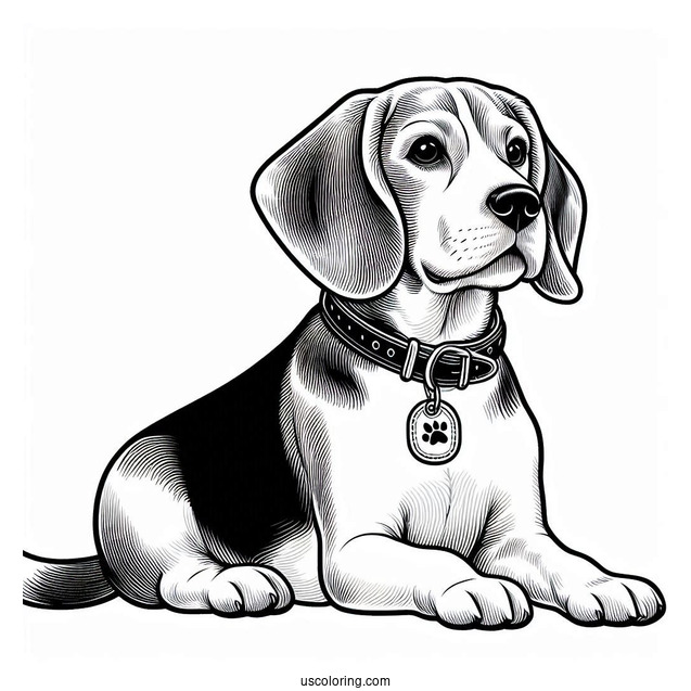 Adult Beagle With Collar And Tag