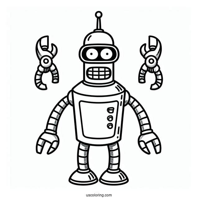 Bender The Robot From Futurama To Color