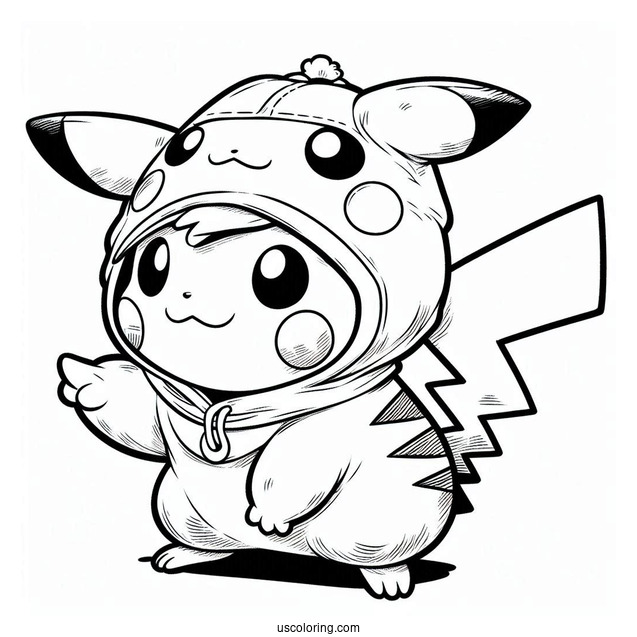 Pikachu In Charizard Costume Coloring Sheet