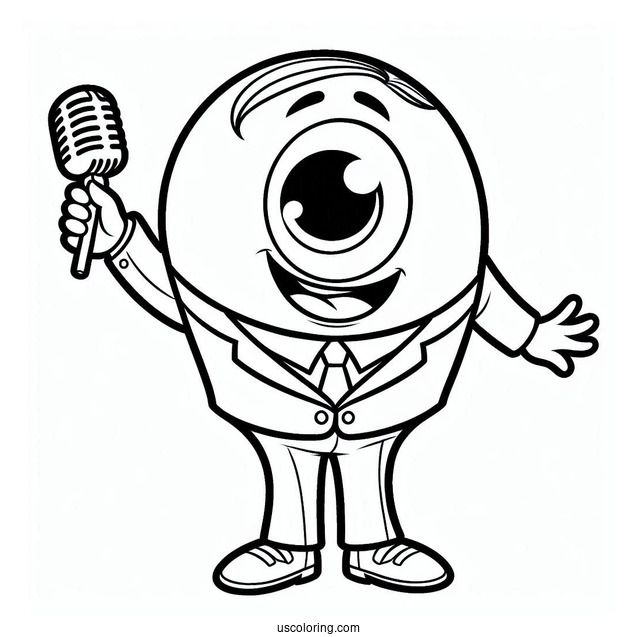 Sing Coloring Page Of Easy Outline Of Mike In Suit For Preschoolers