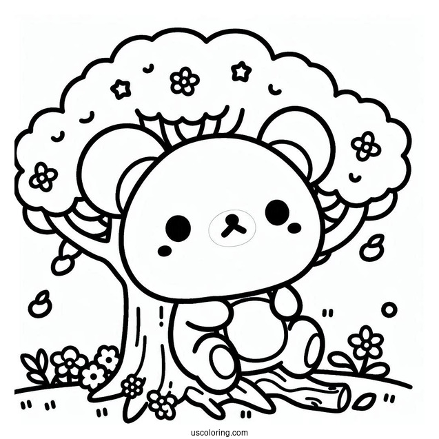 Rilakkuma Coloring Page Of Korilakkuma And Chairoikoguma On A Tree