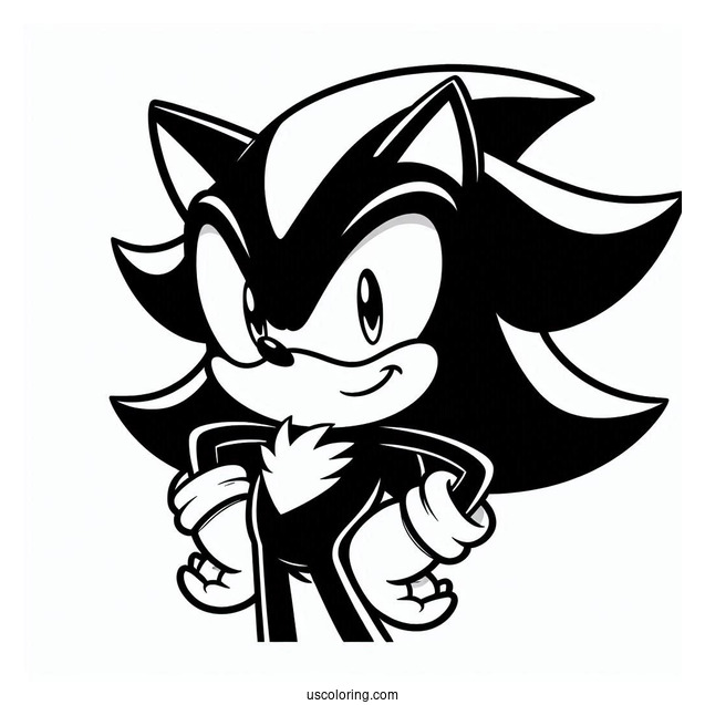 Shadow Coloring Page Of The Hedgehog With Hand On Hip