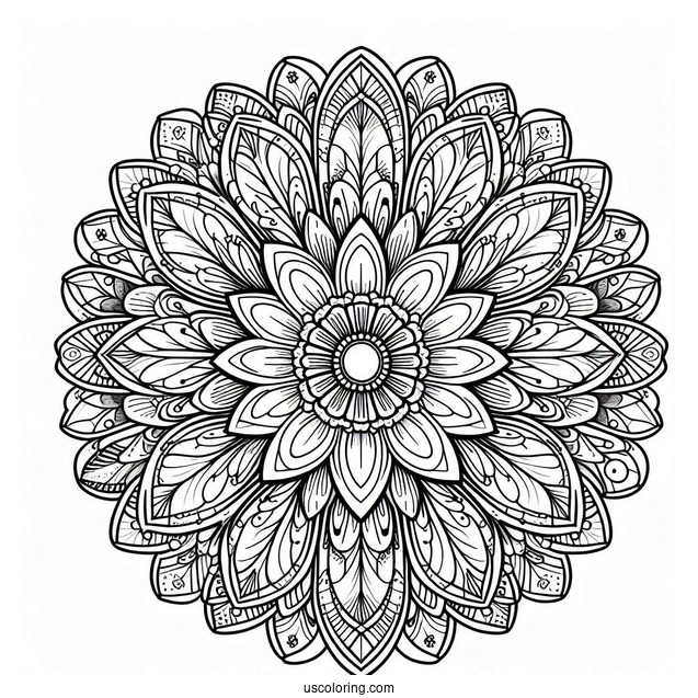 Fan Flower Pattern Coloring Page