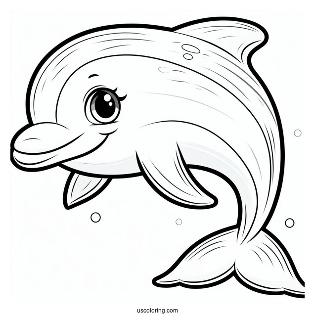 Smiling Dolphin Coloring Sheet For Kids