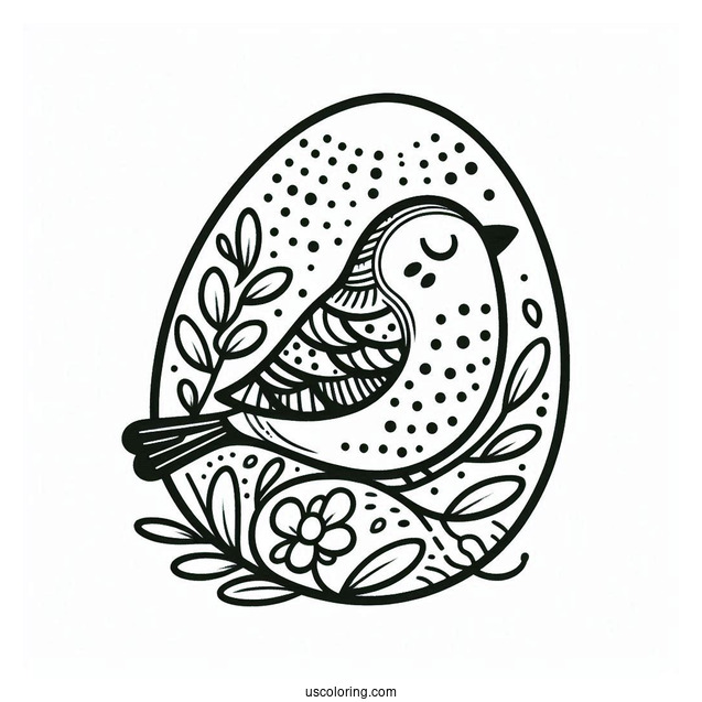 Bird And Polka Dots Easter Egg Design