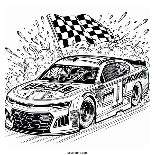 Dale JR Chevrolet Camaro NASCAR Coloring Page