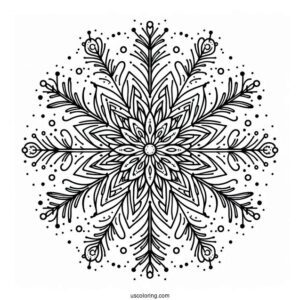 Stellar Snowflake Coloring Page With Round Tips