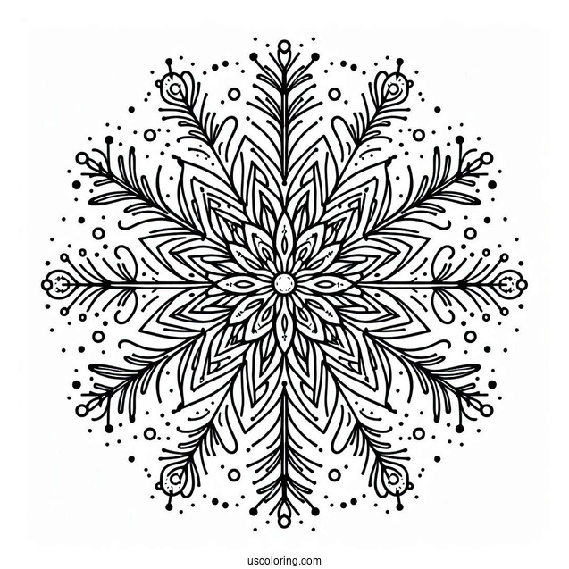Stellar Snowflake Coloring Page With Round Tips