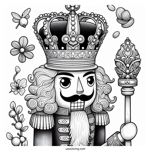 Detailed Nutcracker Coloring Page Wearing A Crown