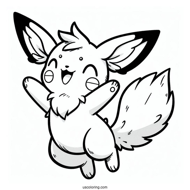 Pichu Coloring Page Leaping In The Air Outline For Preschoolers