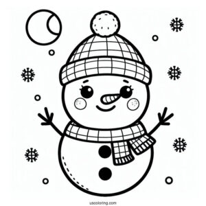 Easy Snowman Face To Color For Preschoolers
