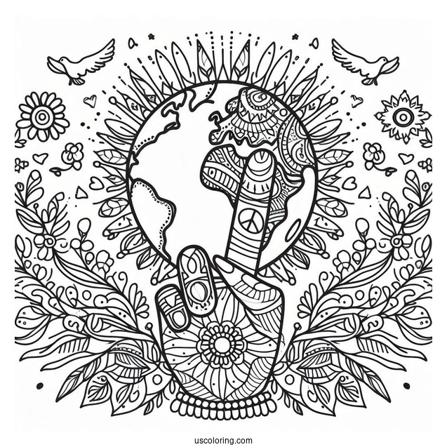Hippie Visualize World Peace Coloring Page