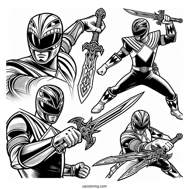 Power Ranger Fighting With Daggers Coloring In