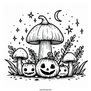 Jack O Lantern Mushroom Coloring Page
