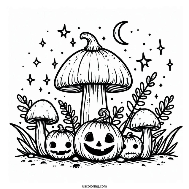 Jack O Lantern Mushroom Coloring Page