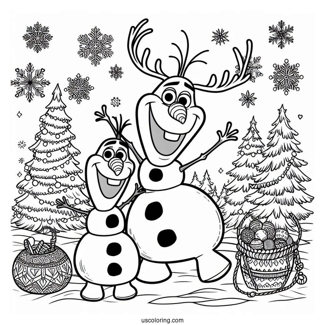 Olaf And Sven Christmas Coloring Sheet