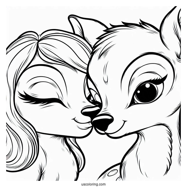 Bambi Nose-To-Nose With Faline Coloring Sheet