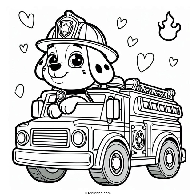 Coloring Page Of Marshall With Fire Truck