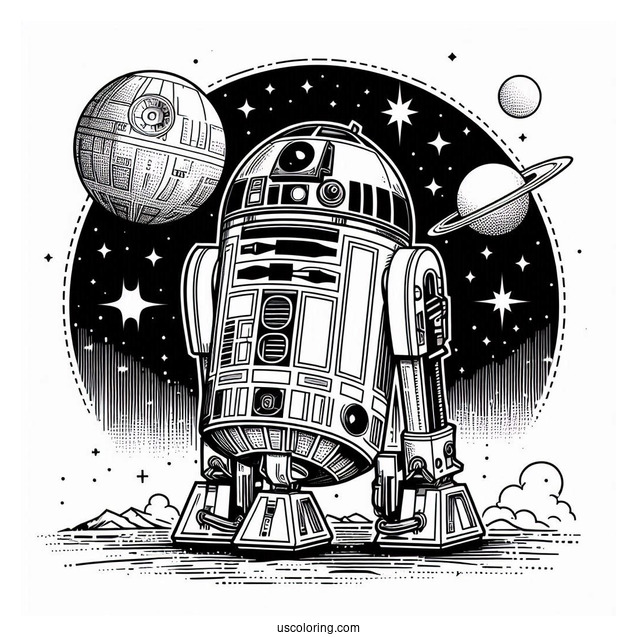 R2-D2 Coloring Page For Kids