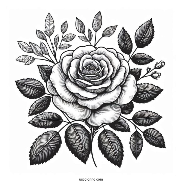 Flower Coloring Pages Of Realistic Rose