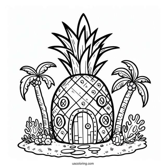 SpongeBob Pineapple House Coloring Page