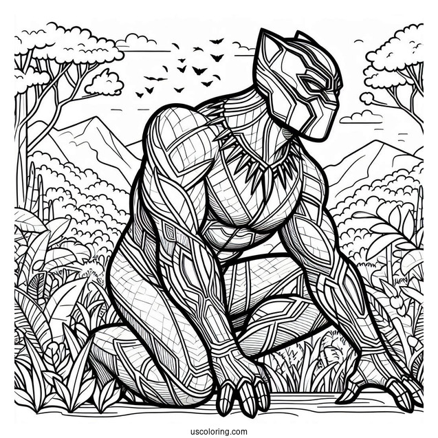 Black Panther In Wakanda Coloring Page