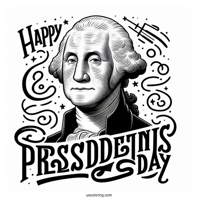 Happy President s Day Words With George Washington Portrait