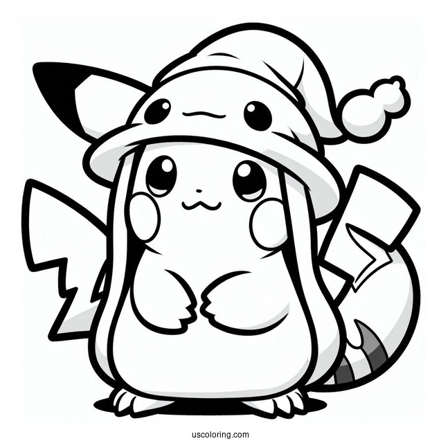 Kawaii Pikachu In Rayquaza Coloring Page Costume For Kids
