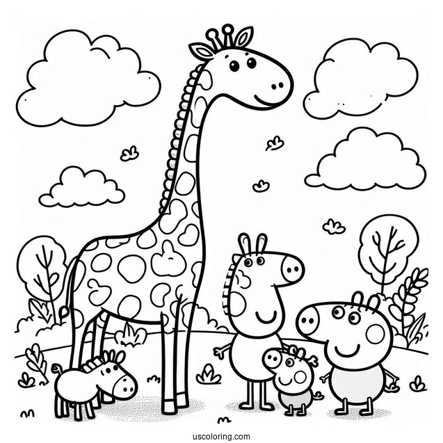 Gerald Giraffe With Family And Peppa