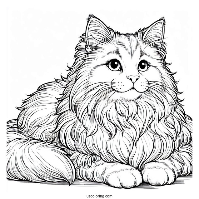 Norwegian Forest Cat Coloring Sheet