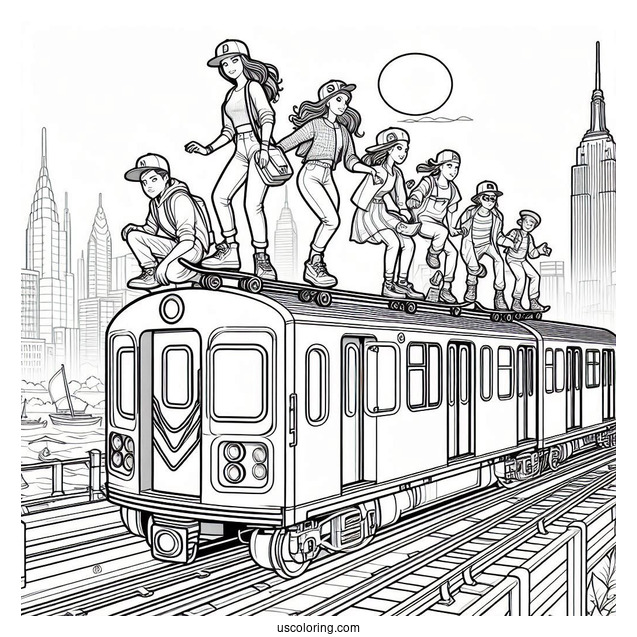 Subway Surfers Coloring Page Tricky On Top Of A Train