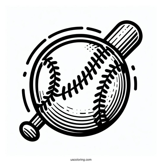 Easy Baseball Coloring Page For Kids