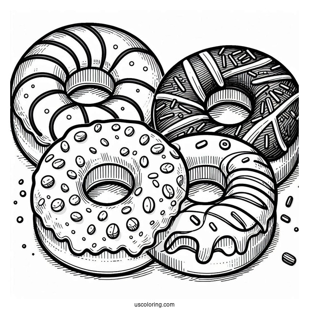 Three Donuts With Glazed, Chocolate and Sprinkles