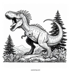 Angry Carnotaurus Roaring Coloring Page