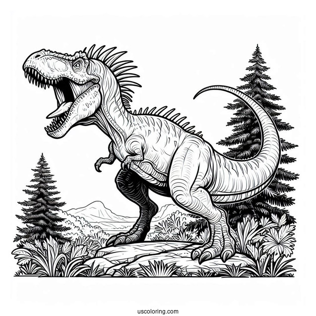 Angry Carnotaurus Roaring Coloring Page