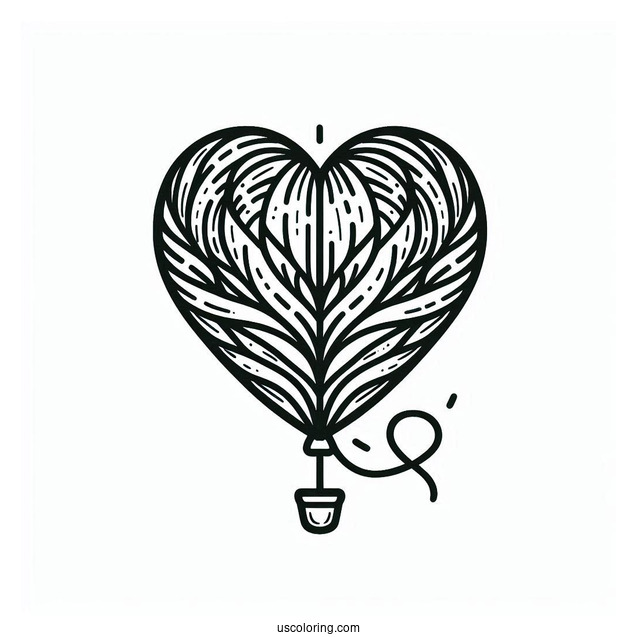 Valentines Day Love Heart Balloon To Color