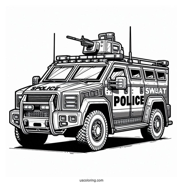 Armored Swat Police Car Coloring Page