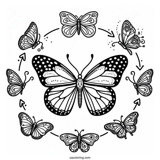 Butterfly Coloring Page Life Cycle