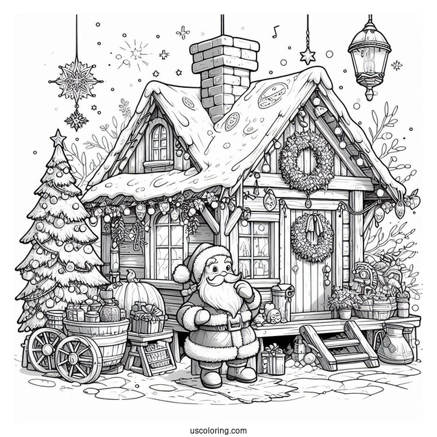 Realistic Santa_s Workshop To Color