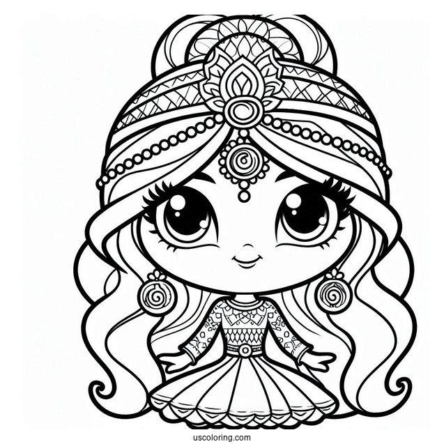 Shimmer And Shine Coloring Page Of Kawaii Tala For Kids