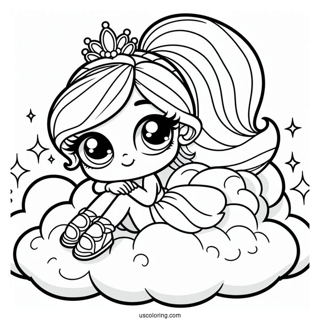 Cute Shimmer And Shine Coloring Page Resting On A Cloud For Preschoolers