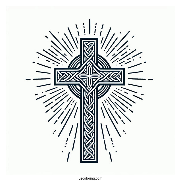 Celtic Cross With Beams From Heaven Coloring