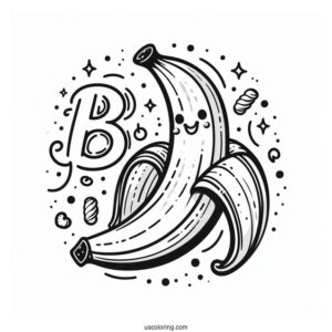 Cartoon B Is For Banana Coloring Page For Kids